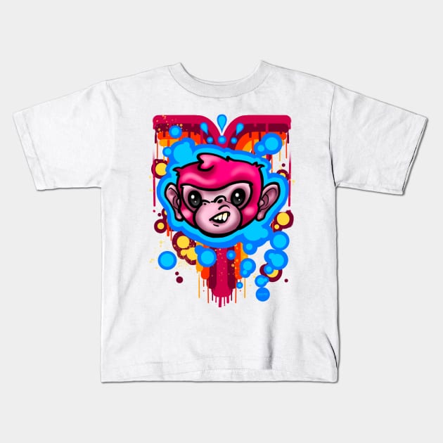 Bubble Monkey Kids T-Shirt by MetroInk